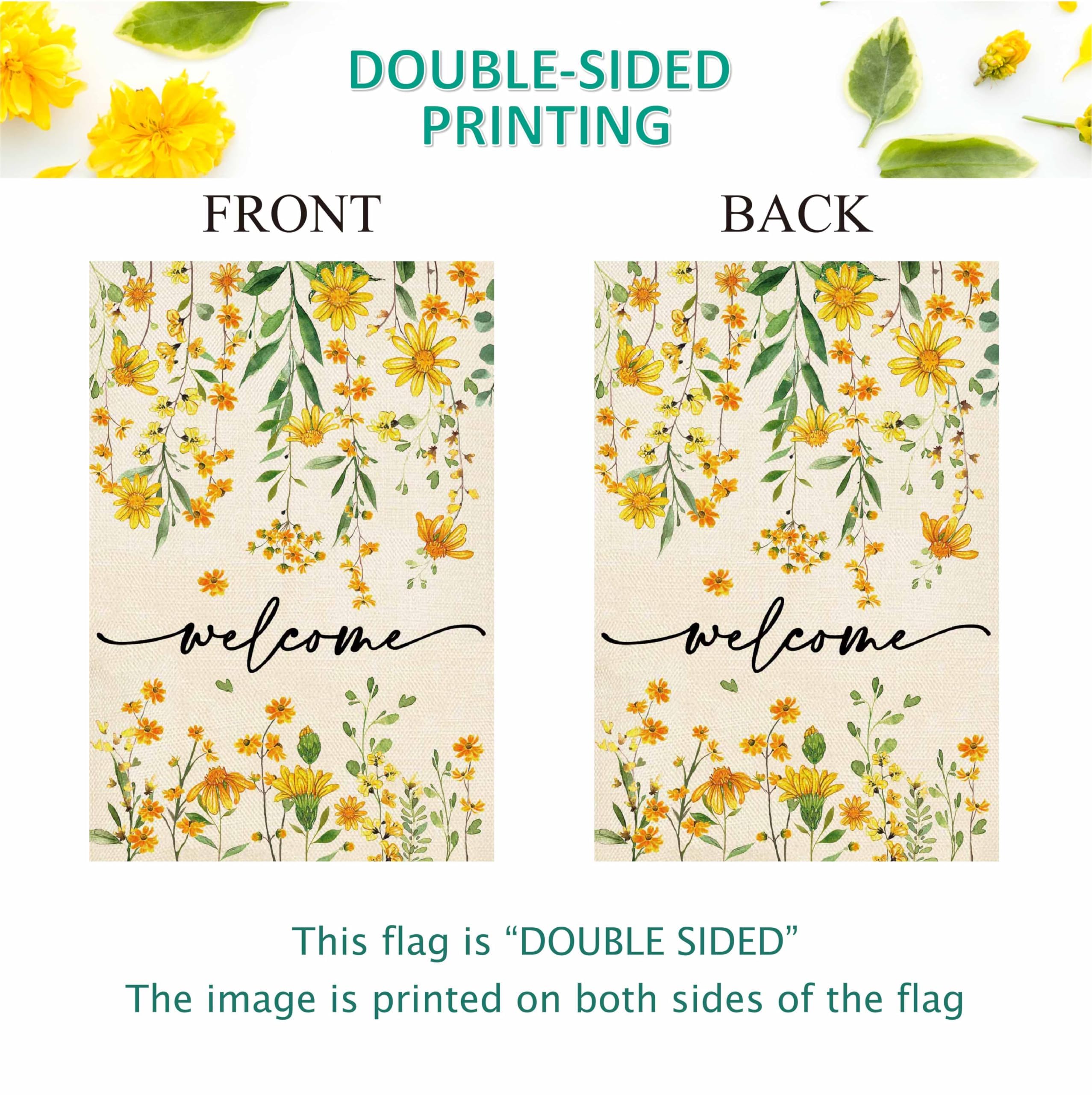 Designer Ms. Wu's yellow daisy flag boosts outdoor charm.
