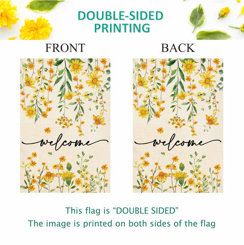 Designer Ms. Wu's yellow daisy flag boosts outdoor charm.