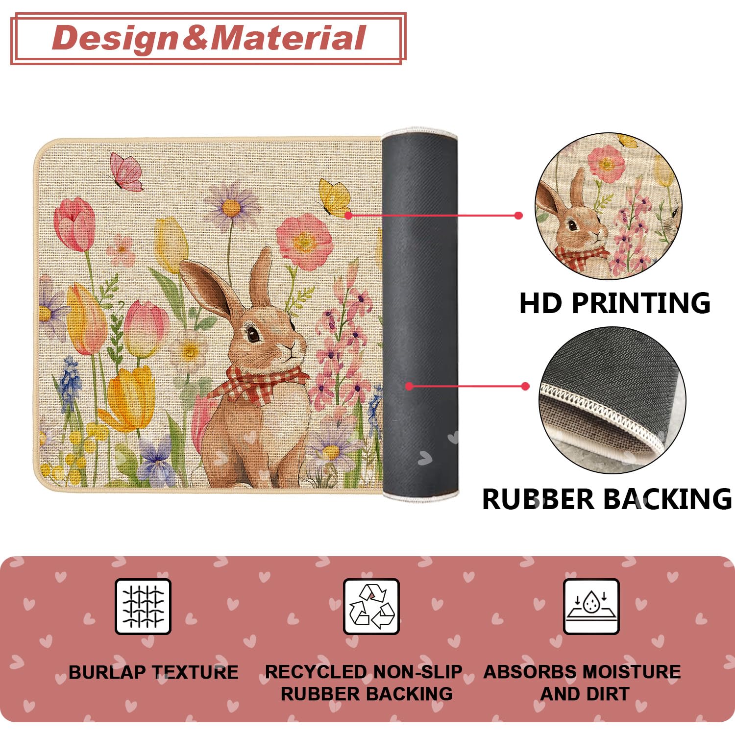 Baccessor Dirt-Trap Burlap Surface catches dirt and moisture before entering.