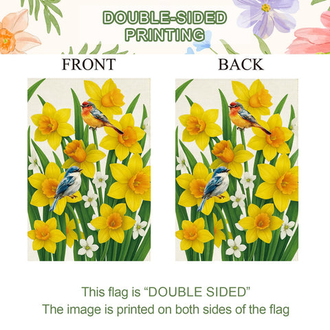 Baccessor double-sided burlap flag close-up shows vibrant print and durability