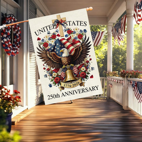 Baccessor double-sided burlap flag welcome print visible from every angle