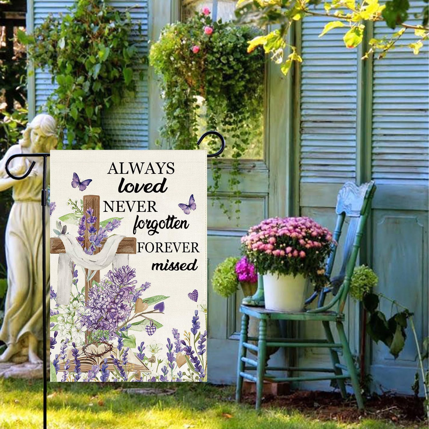Baccessor double-sided burlap flag, spring-summer decor with vibrant colors.