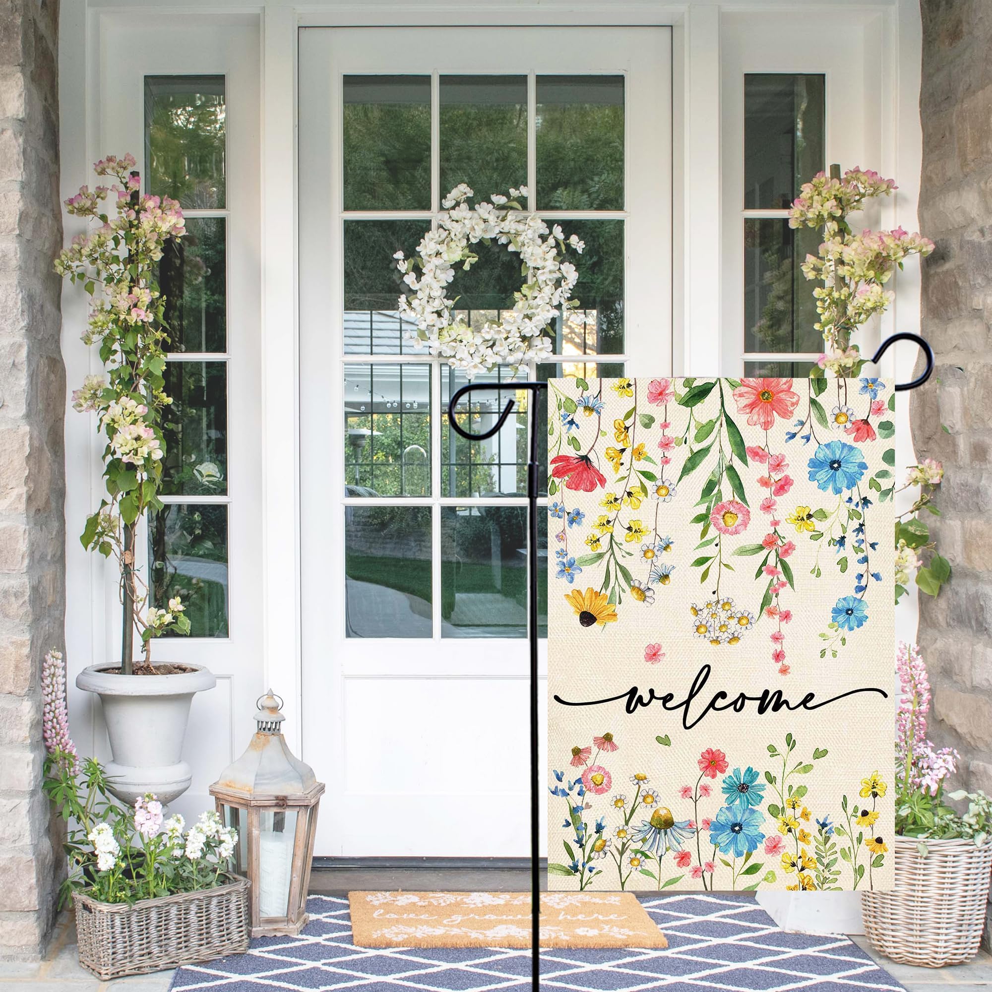 Baccessor Double-sided print flowers flag close-up for vibrant outdoor display