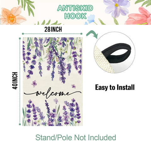 Baccessor double-sided print flag, vivid lavender petals, easy outdoor display