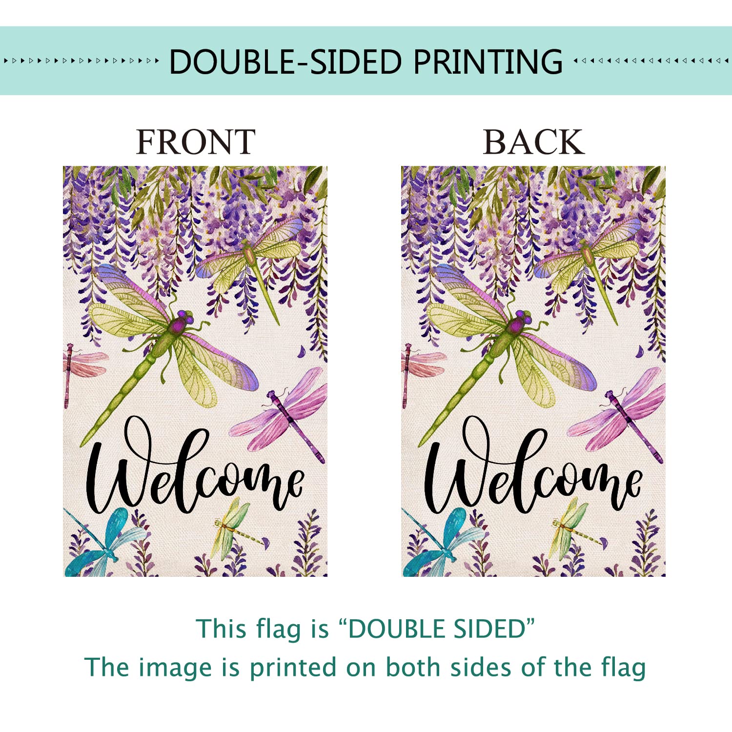 Baccessor dragonfly garden flag ideal for porch or yard display.