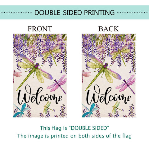 Baccessor dragonfly garden flag ideal for porch or yard display.
