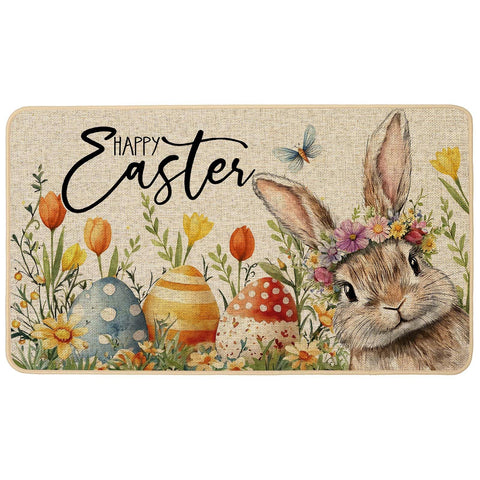 Baccessor Easter Bunny doormat 17x29 with low profile for easy doorway clearance.