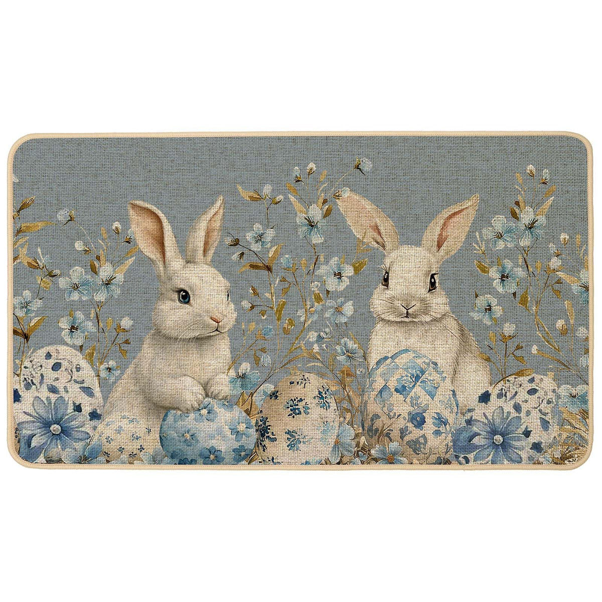 Baccessor Easter Bunny doormat blue front-door, non-slip and dirt-trapping.