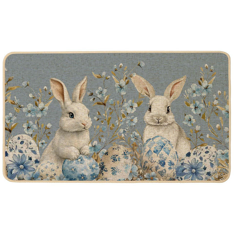 Baccessor Easter Bunny doormat blue front-door, non-slip and dirt-trapping.
