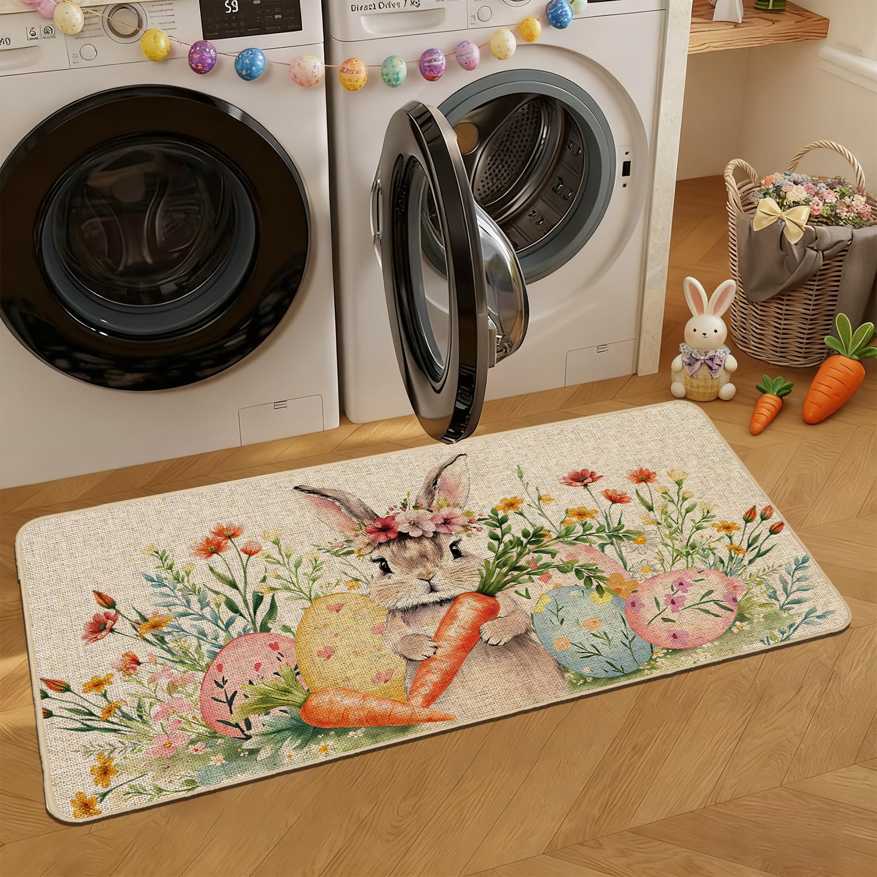 Baccessor Easter bunny floral mat suits porch, entryway, and patio