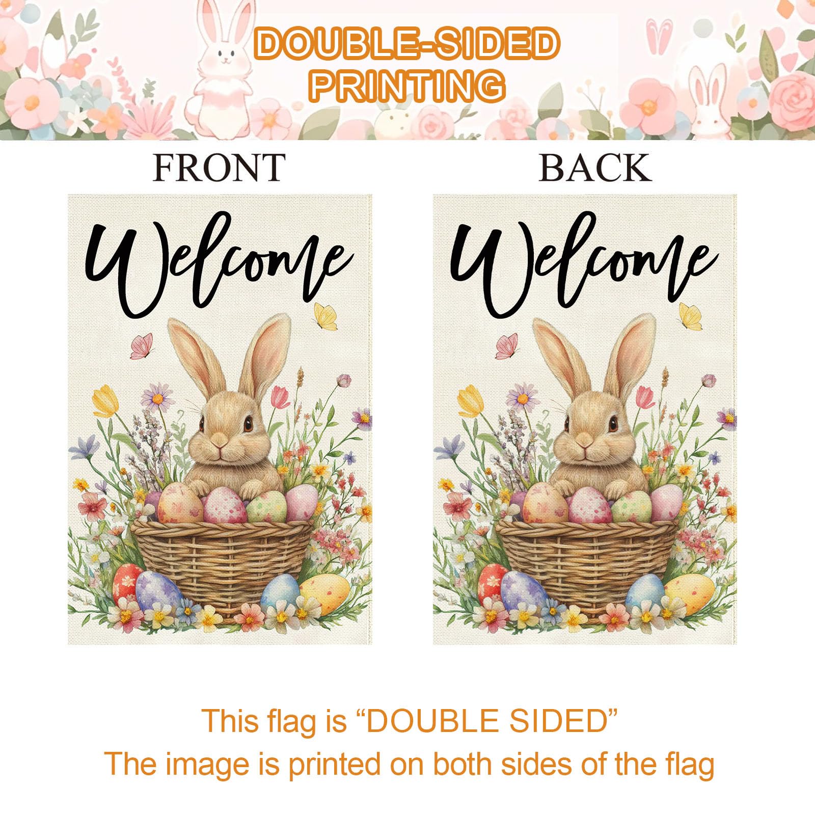 Baccessor Easter Bunny Garden Flag premium burlap materials promise durability.