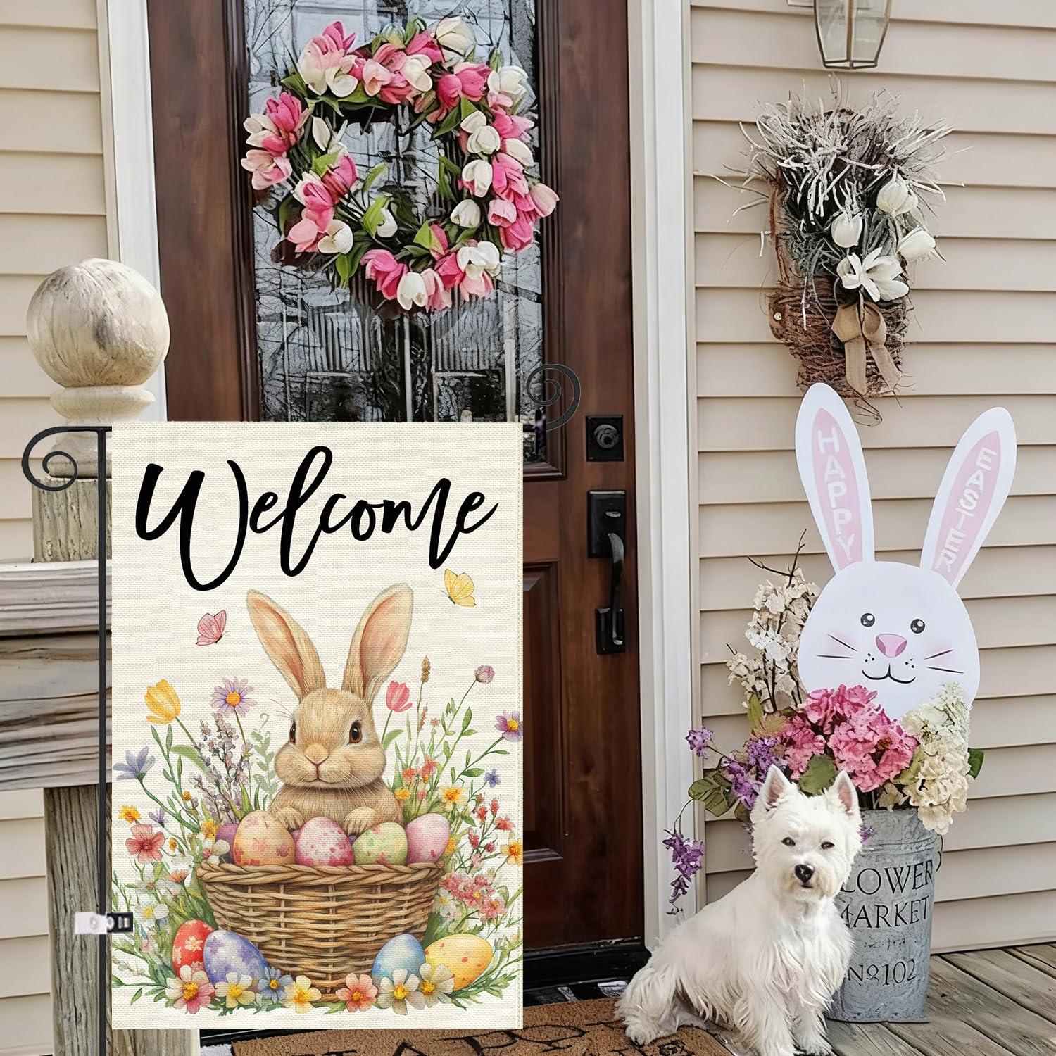 Baccessor Easter Bunny Garden Flag versatile seasonal decor for yard, porch, or deck.