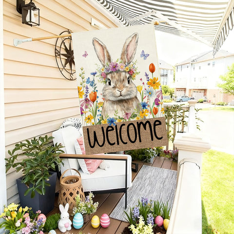 Baccessor Easter Bunny House Flag 28x40 detail flowers highlighting floral pattern