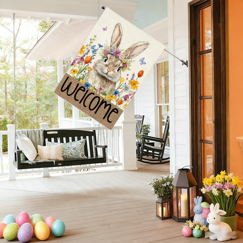 Baccessor Easter Bunny House Flag 28x40 indoor-outdoor use for versatile decorating
