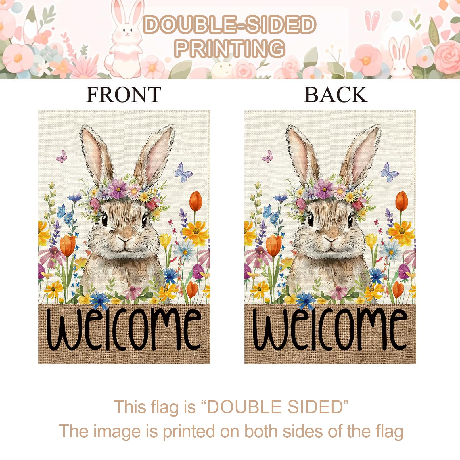 Baccessor Easter Bunny House Flag 28x40 large size makes bold outdoor statement