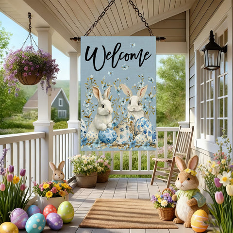 Outdoor porch setup showing large 28 x 40 inch display.