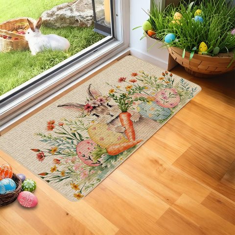 Baccessor Easter bunny mat with eggs motif enhances seasonal doorstep decor