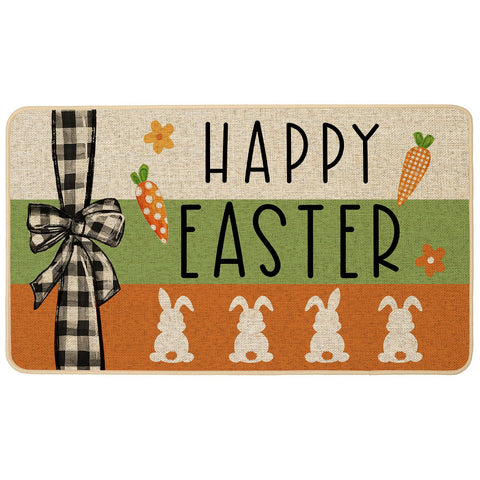 Baccessor Easter carrot bunny bow doormat, 17x29, ideal for porch welcoming indoors or outdoors.
