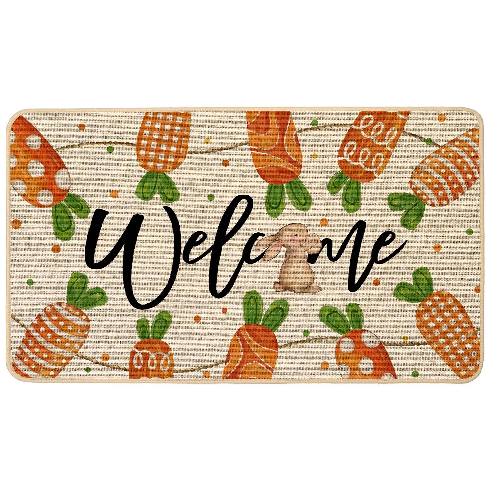 Baccessor Easter carrot bunny door mat front view adds seasonal welcome