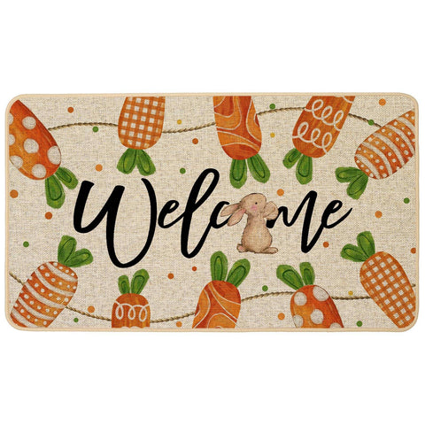 Baccessor Easter carrot bunny door mat front view adds seasonal welcome