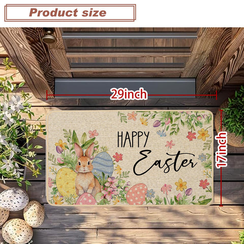 Baccessor Easter doormat with non-slip rubber backing stays in place.