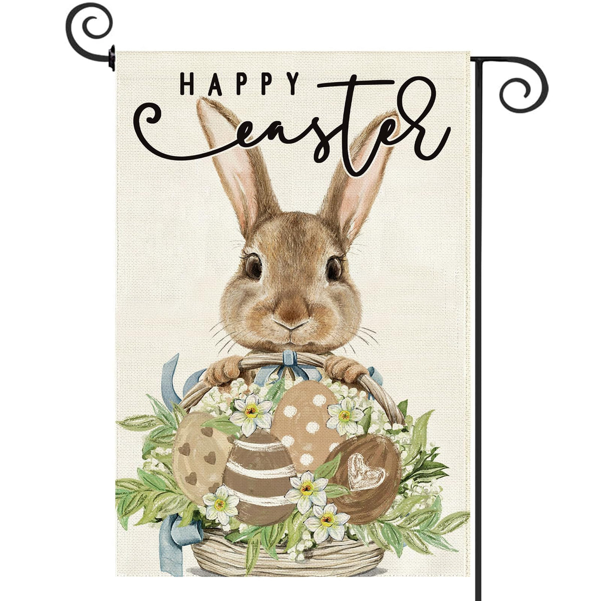 Baccessor Easter flag with bunny eggs basket adds festive charm to your outdoor space.