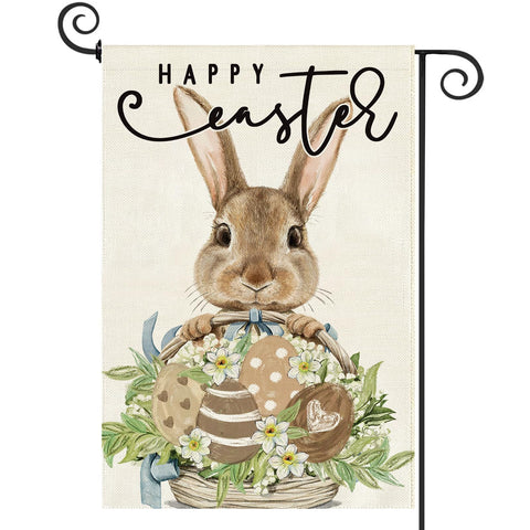 Baccessor Easter flag with bunny eggs basket adds festive charm to your outdoor space.