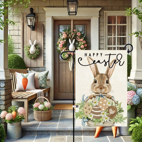 Baccessor Easter flag laurel floral design brightens gardens and porches during spring.