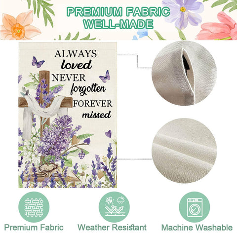 Baccessor Easter memorial flag with lavender cross, durable garden display.
