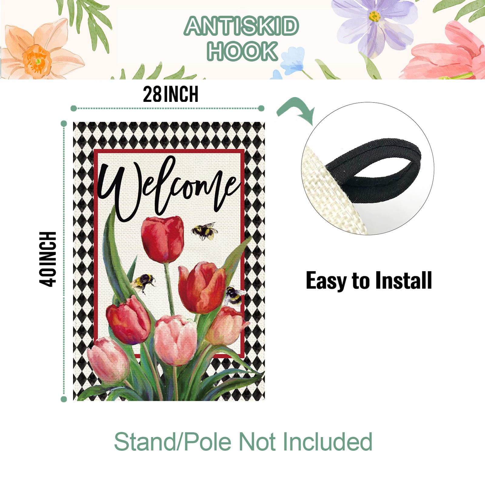 Baccessor Easter outdoor flag enhances patio decor with seasonal charm.