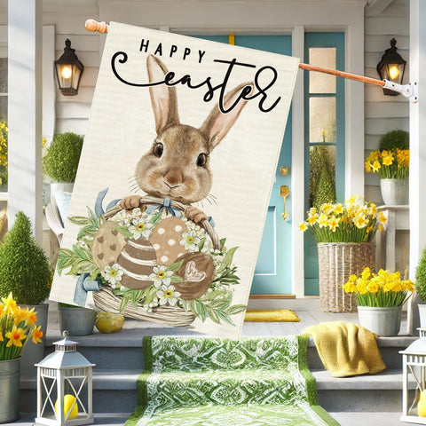 Baccessor Easter yard flag enhances porch and garden ambiance with spring style.