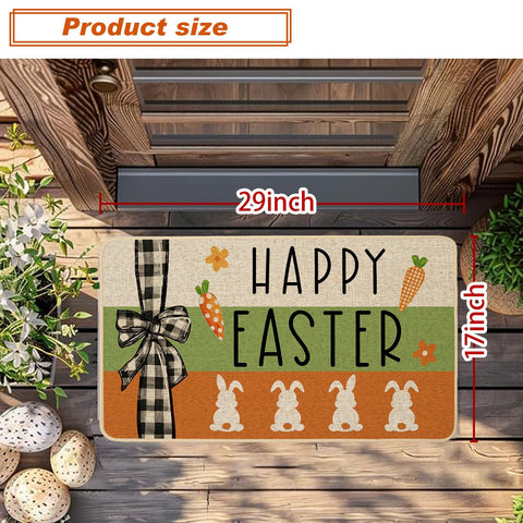 Baccessor farmhouse-style carrot bunny mat adds warm seasonal flair.