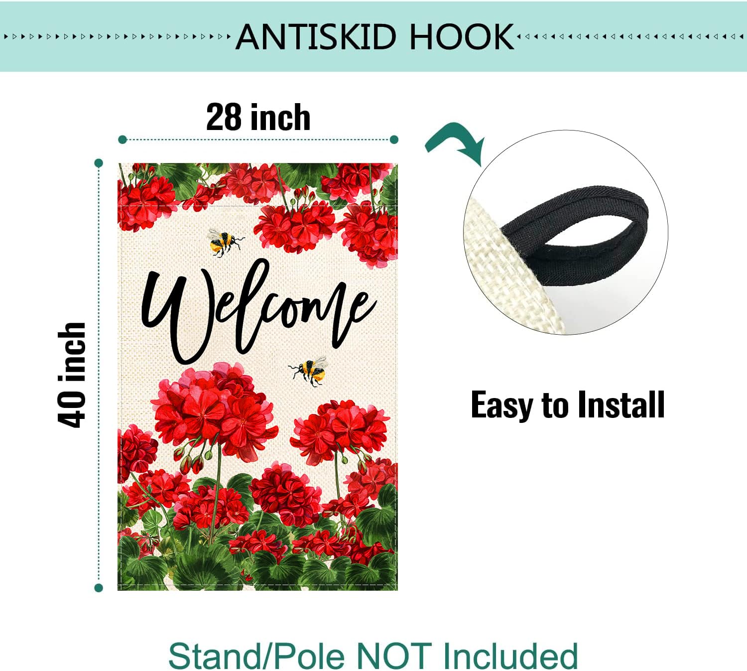 Baccessor flag top sleeve anti-skid feature keeps the flag secure.