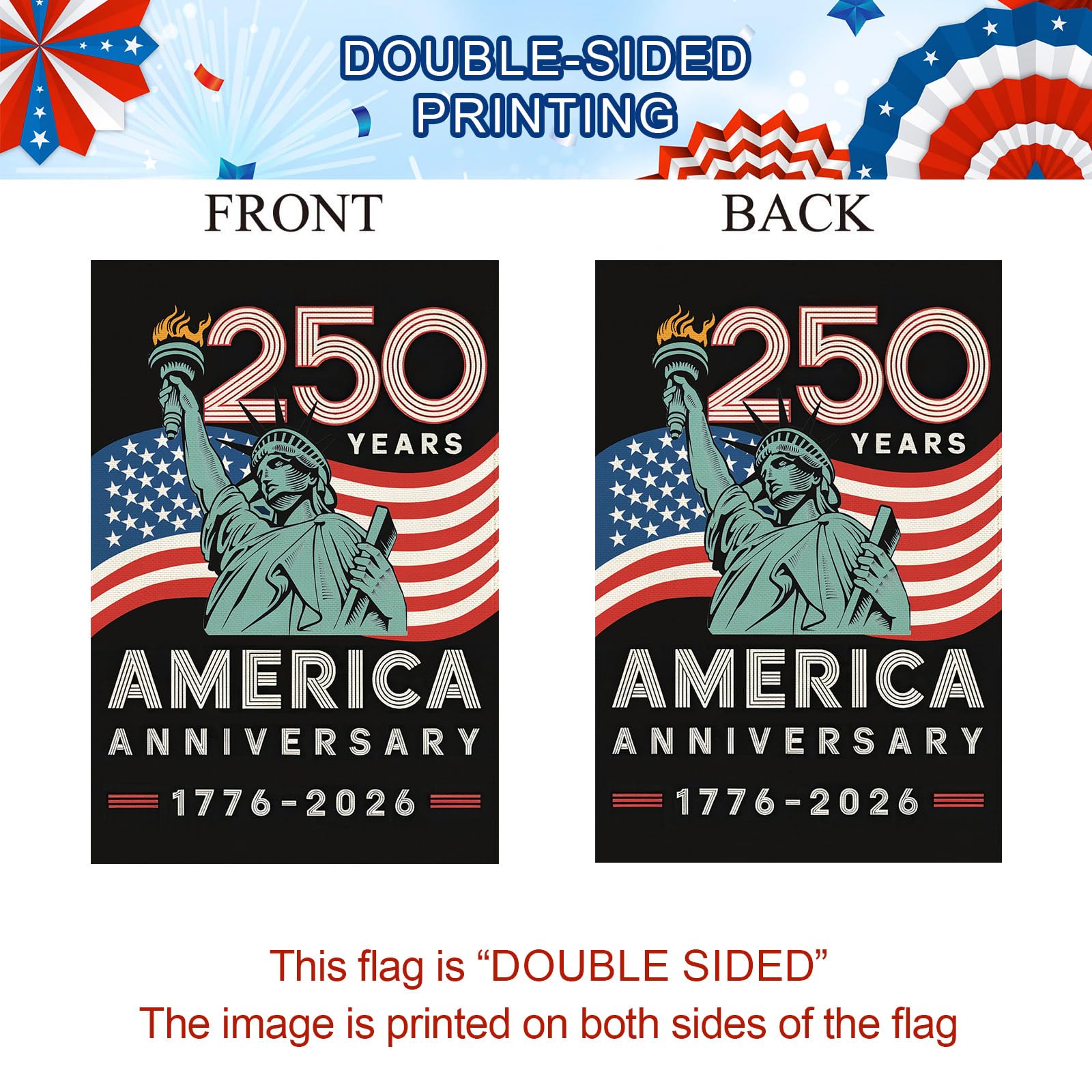 Baccessor flag weather-ready stitching for longevity.