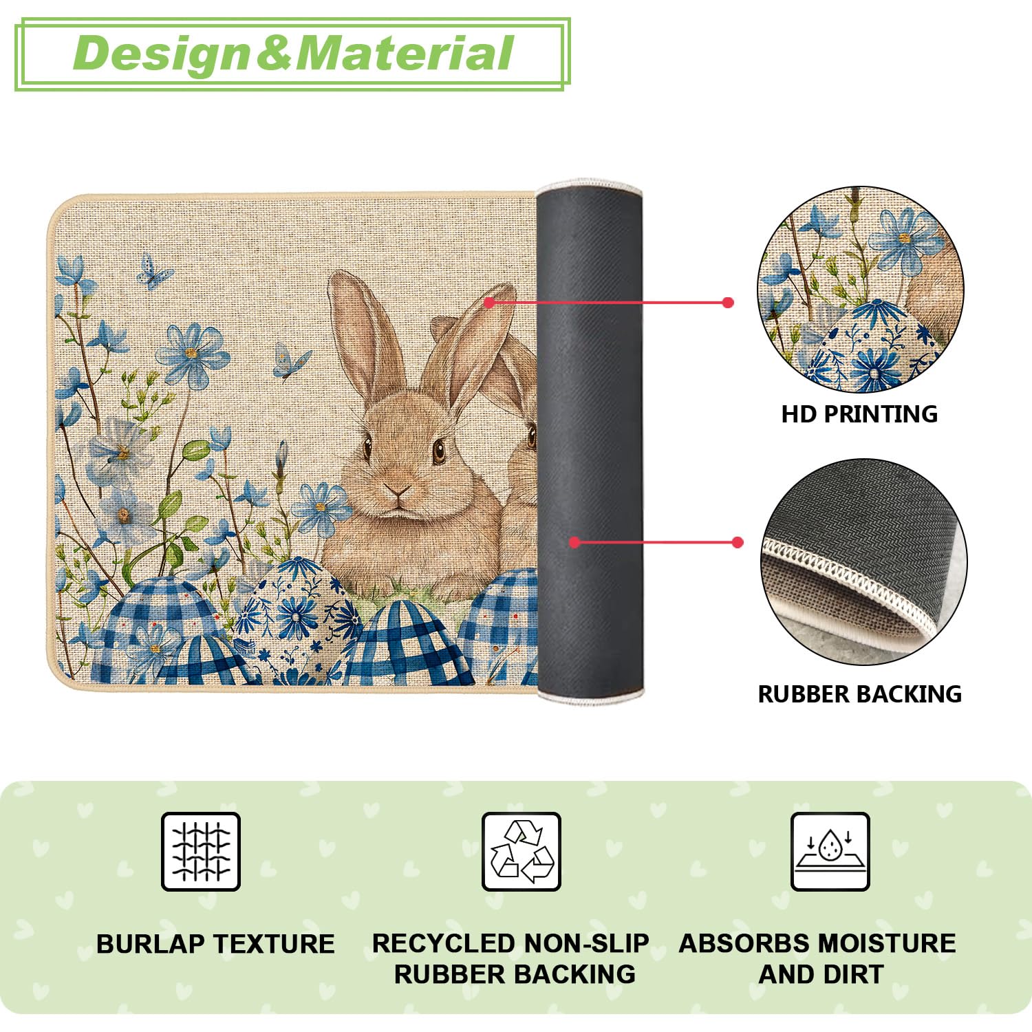 Baccessor floral bunny design mat adds seasonal charm to thresholds.