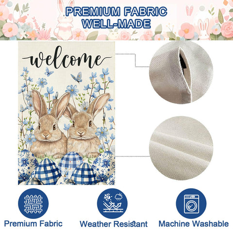 Baccessor floral bunny yard flag close-up for charming garden decor