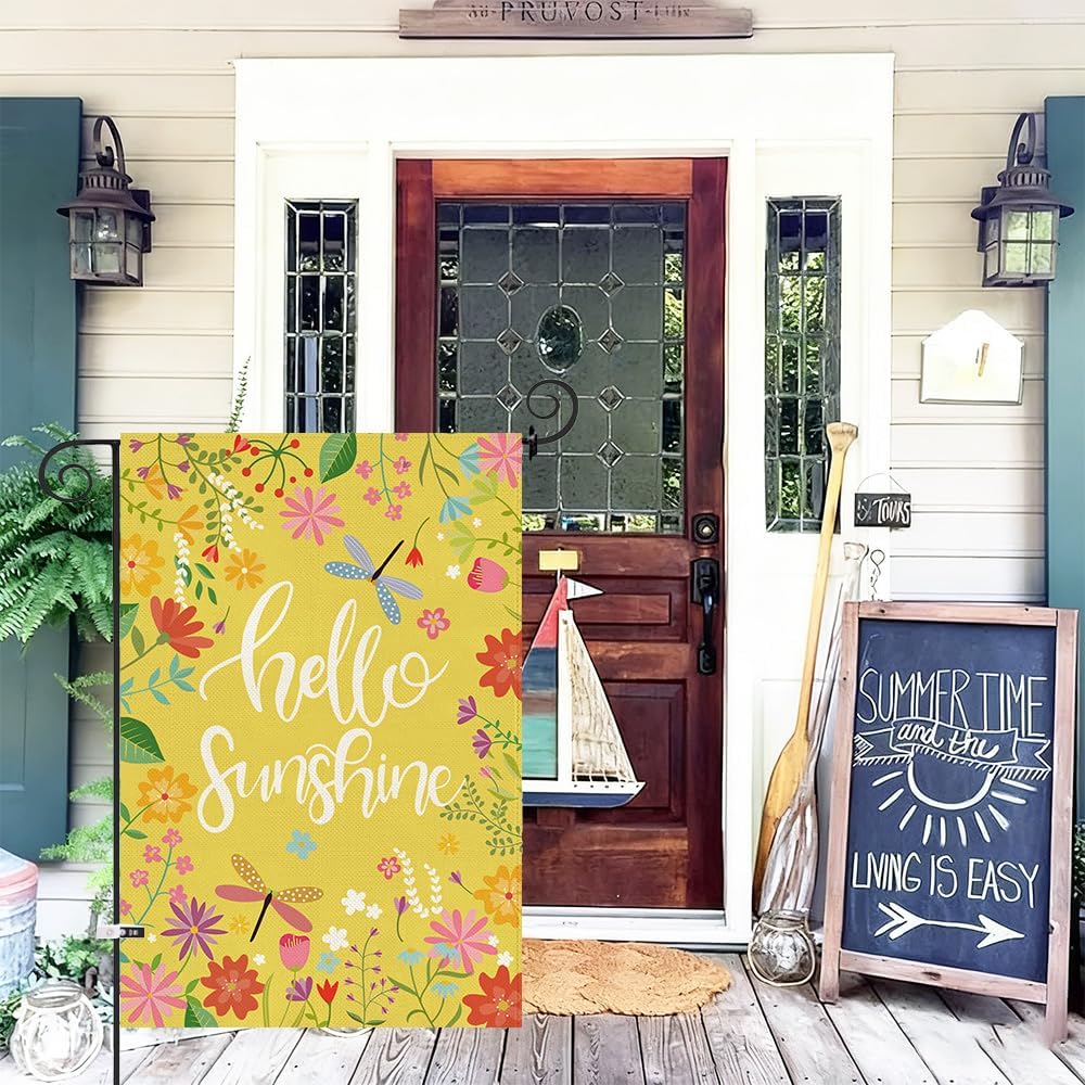 Baccessor Floral burlap welcome flag adds year-round curb appeal.