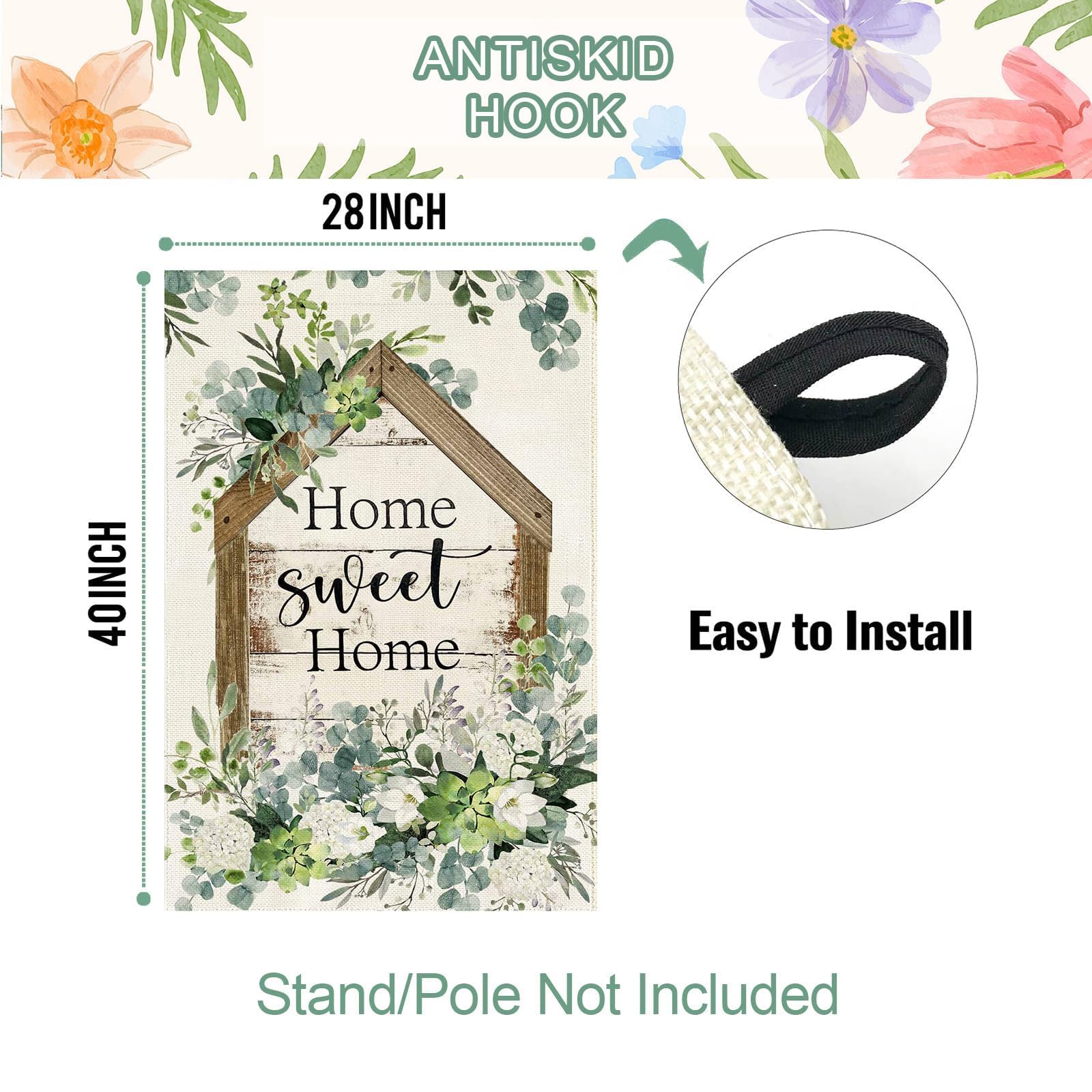 Baccessor floral eucalyptus home sweet home design adds spring charm to your outdoor space.