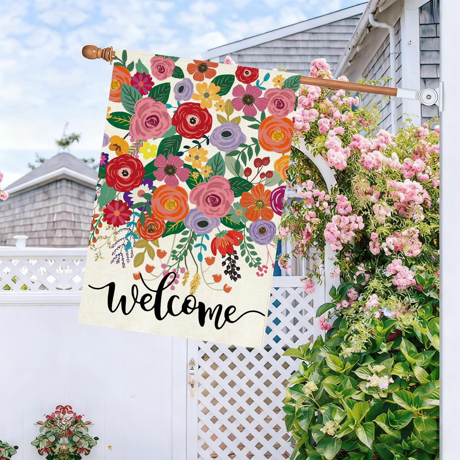 Baccessor floral-flowers design flag for vibrant outdoor porch decor