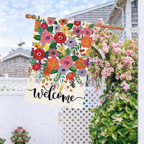 Baccessor floral-flowers design flag for vibrant outdoor porch decor
