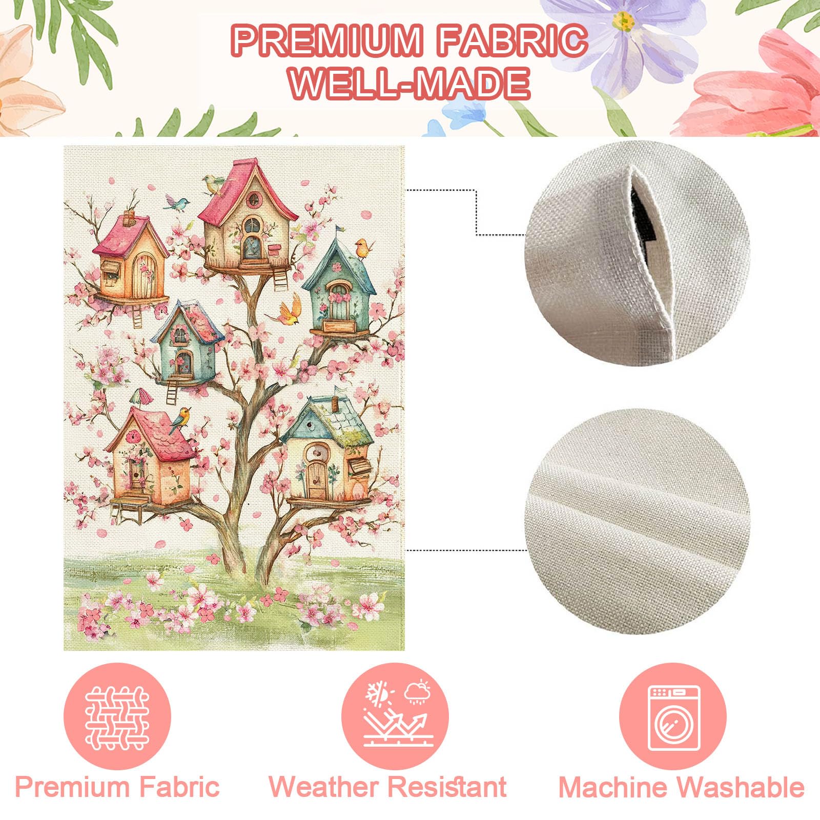 Baccessor floral tree garden decor flag for backyard ambiance