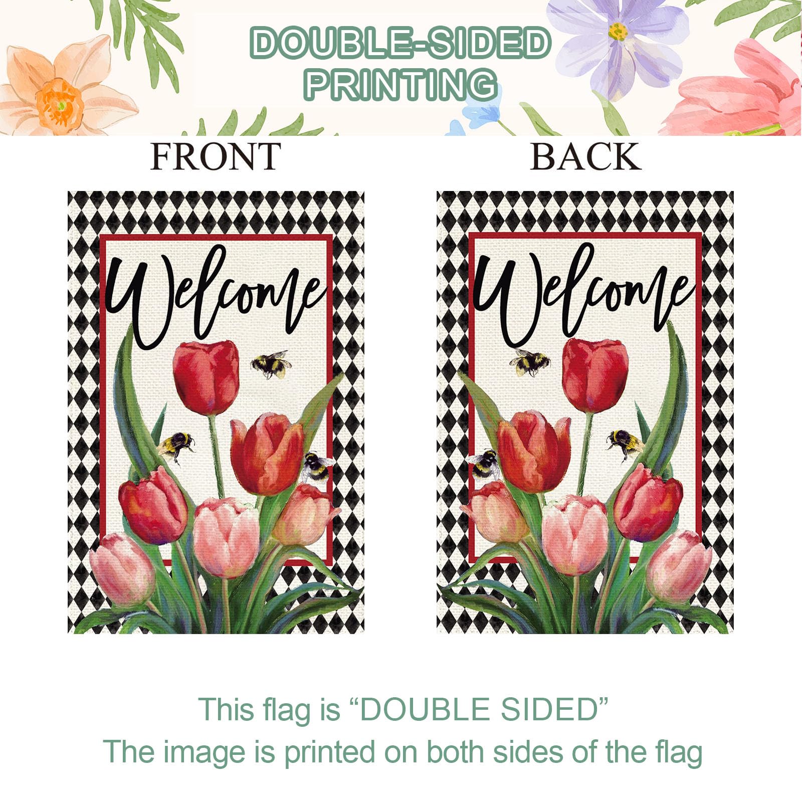 Baccessor floral tulip design detail emphasizes seasonal charm
