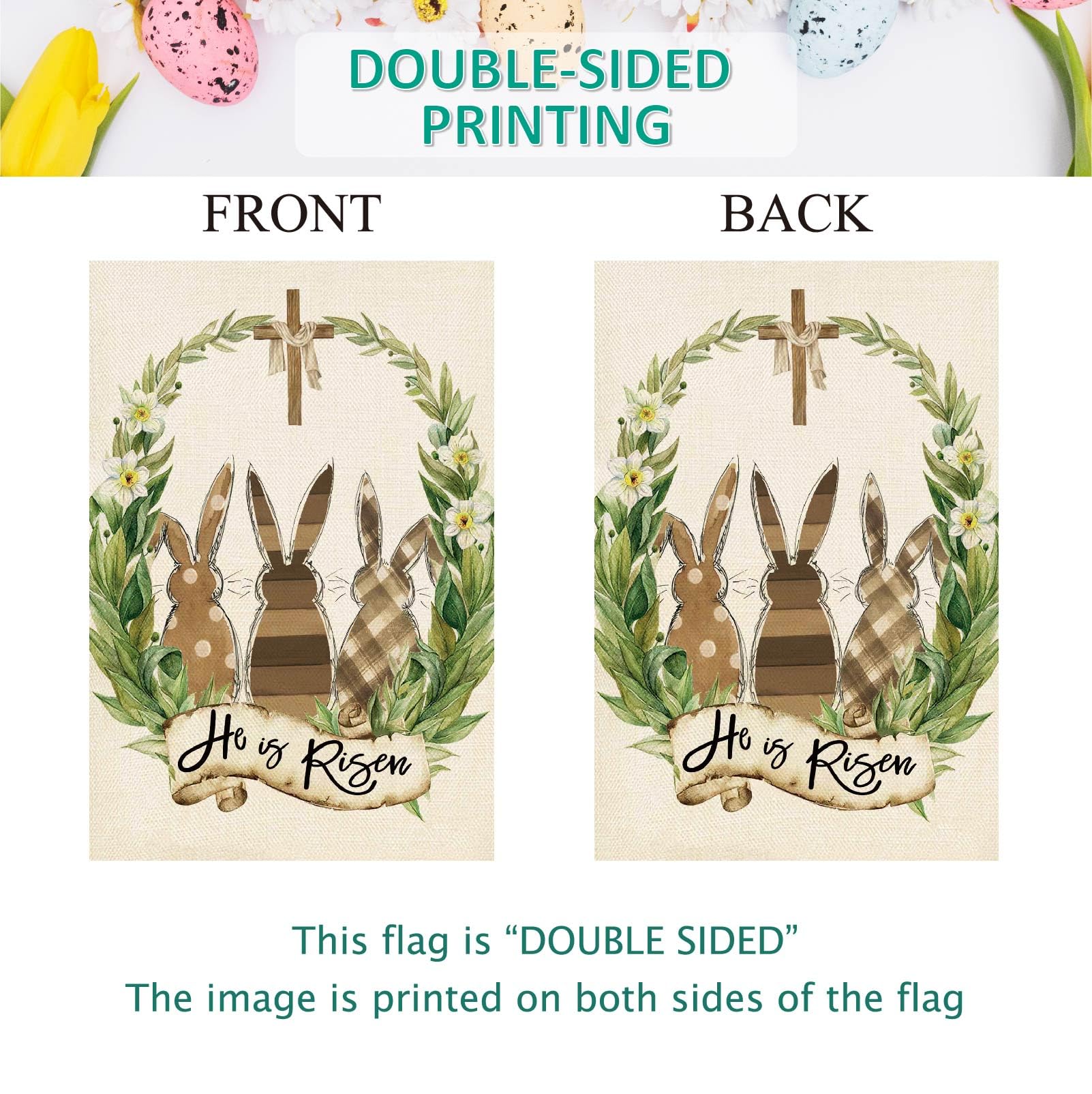 Baccessor garden Easter flag bright display for welcoming outdoor spaces.