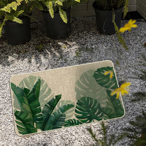 Baccessor green banana doormat with tropical leaves for porch décor