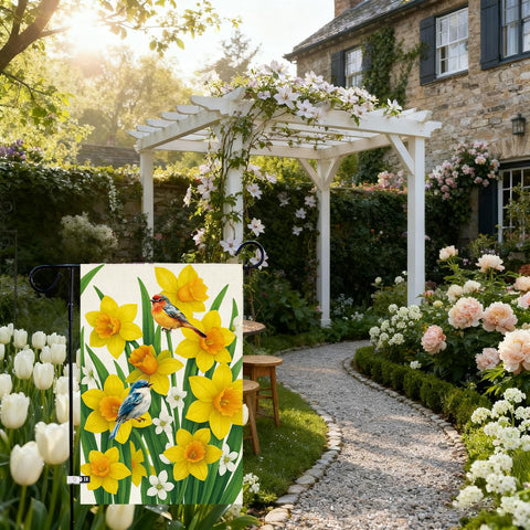 Baccessor green leaves floral flag detail showcases nature-inspired farmhouse style
