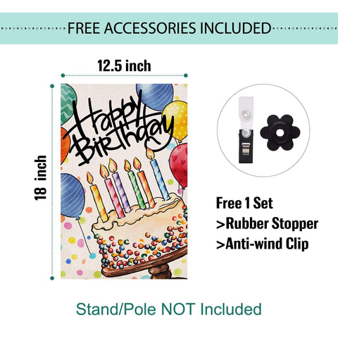 Baccessor birthday garden flag outdoor-use example on a porch