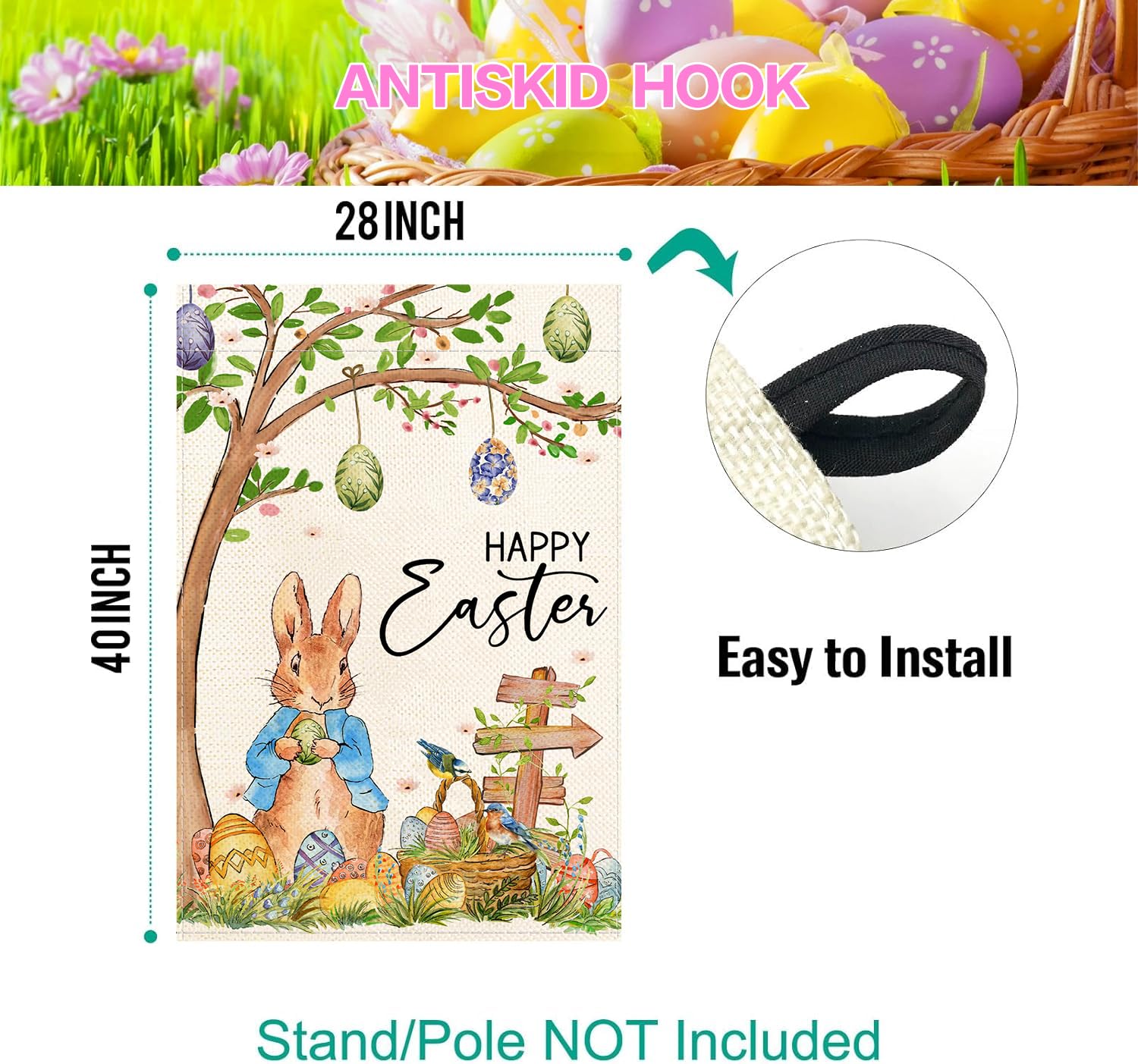 Baccessor Easter flag burlap texture adds rustic farmhouse charm