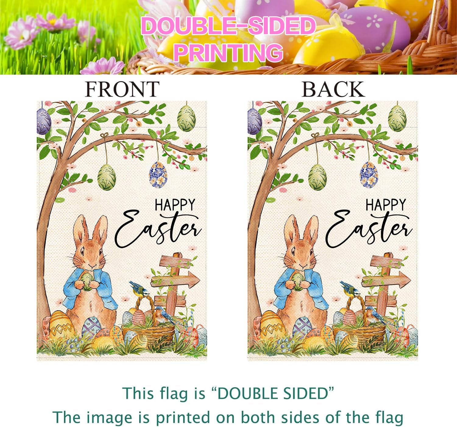 Baccessor Easter flags with floral birds motif brighten outdoor spaces