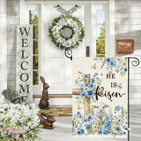 Baccessor He Is Risen cross eggs design adds seasonal charm outdoors