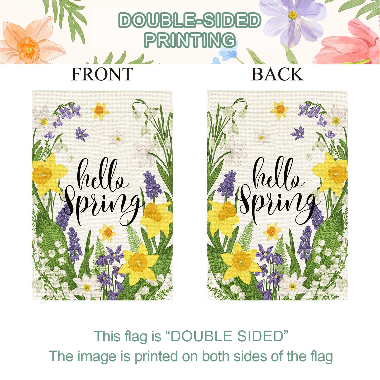 Baccessor Hello Spring garden flag 12x18 inch mini yard decor.